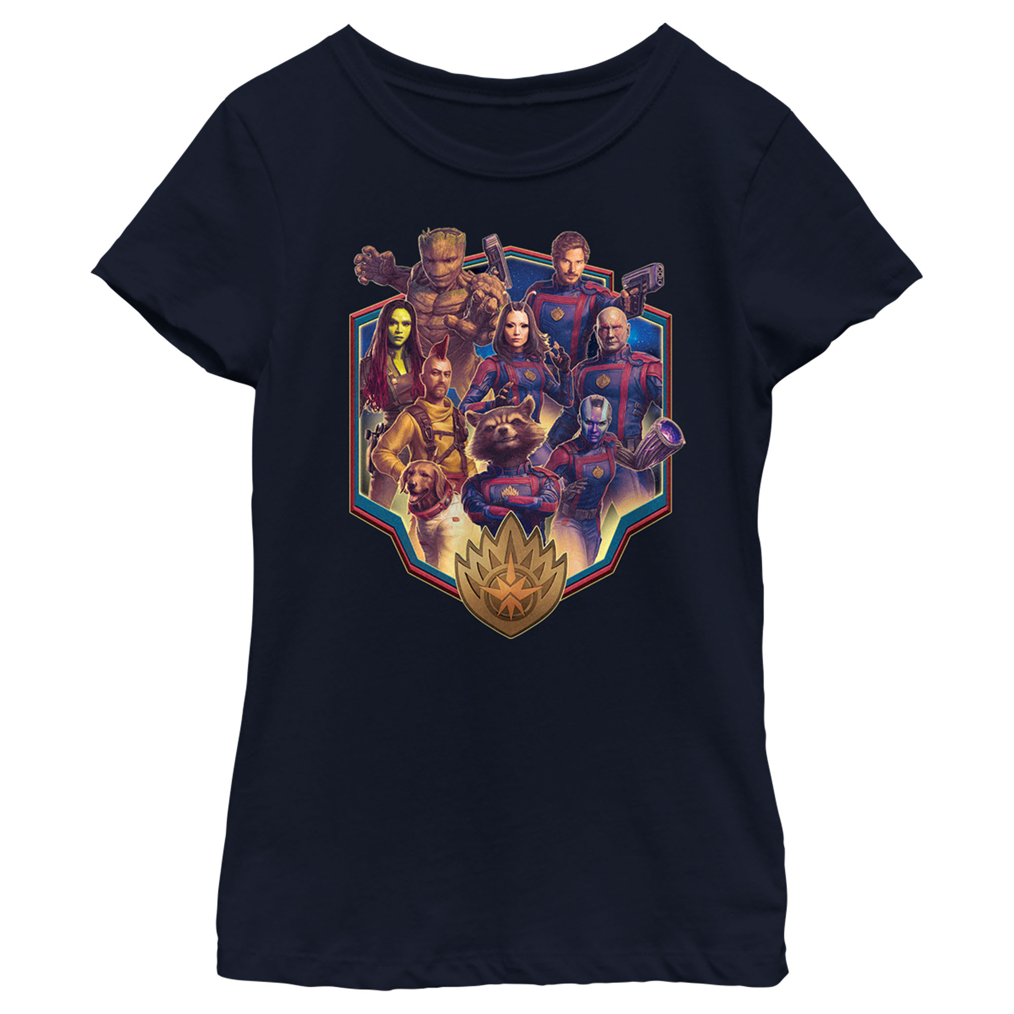 Guardians of the Galaxy Vol. 3 Girl's Guardians of the Galaxy Vol. 3 Heroes Badge  Graphic T-Shirt
