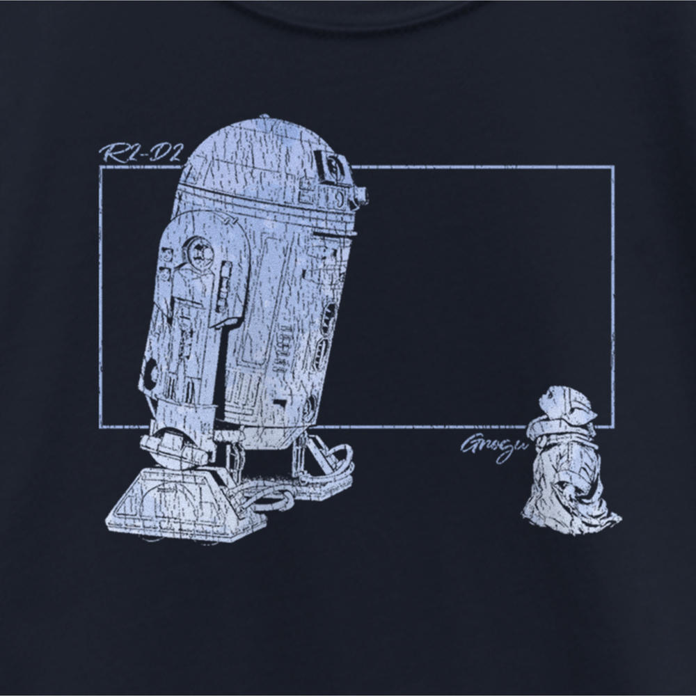 Star Wars Girl's Star Wars: The Mandalorian Distressed R2-D2 and Grogu  Graphic Tee