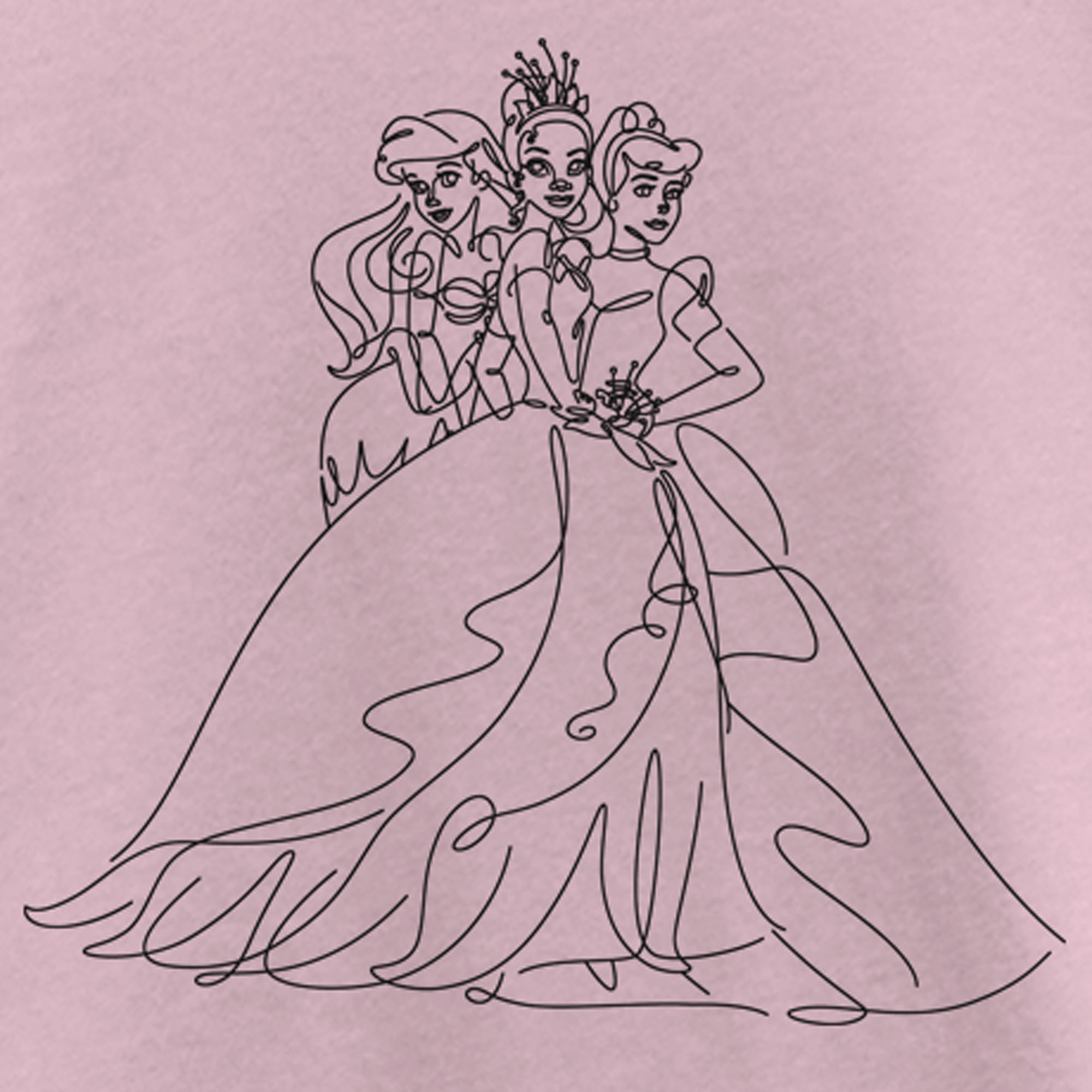 Disney Girl's Disney Princesses Line Art  Graphic T-Shirt