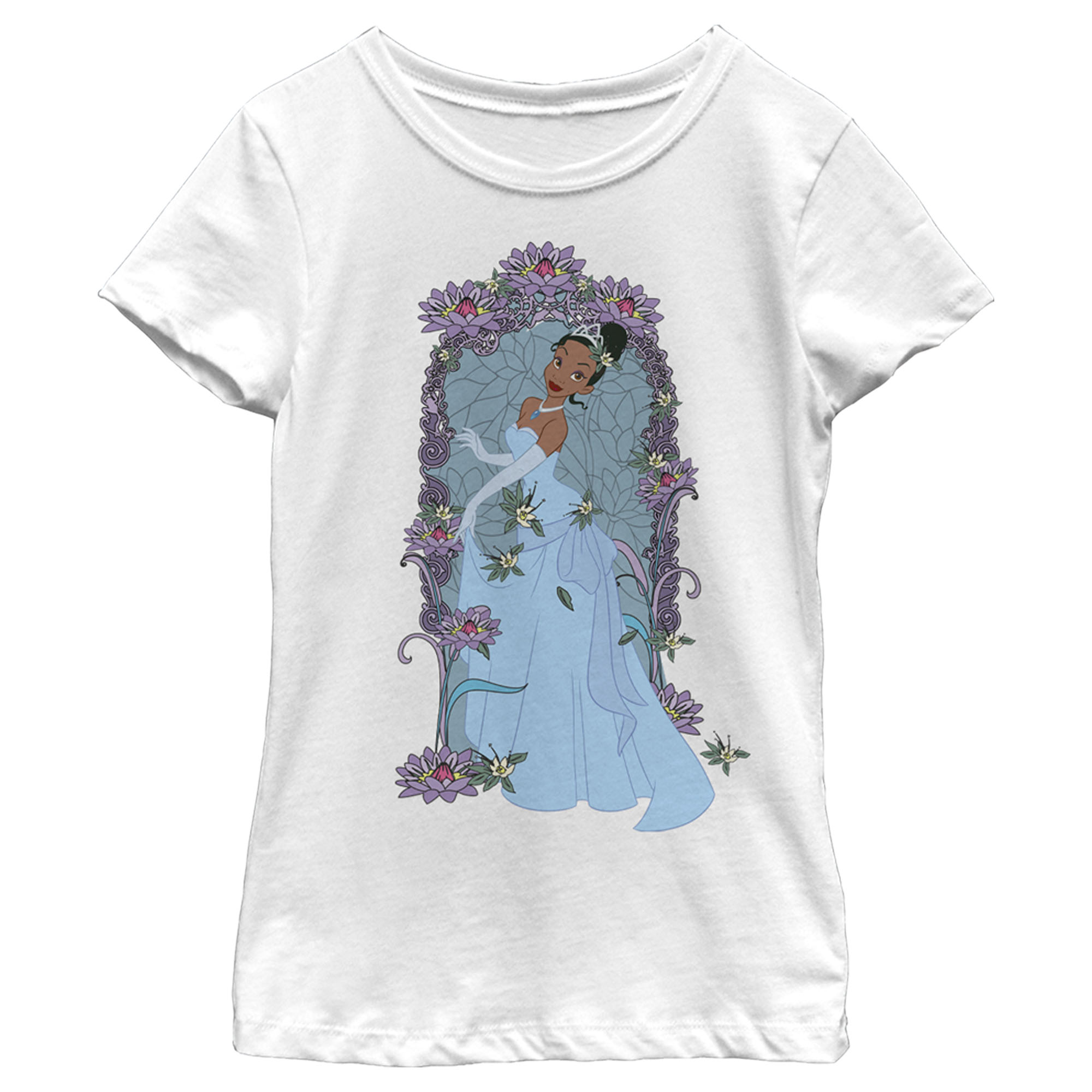 The Princess and the Frog Girl's The Princess and the Frog Tiana Floral Frame  Graphic T-Shirt