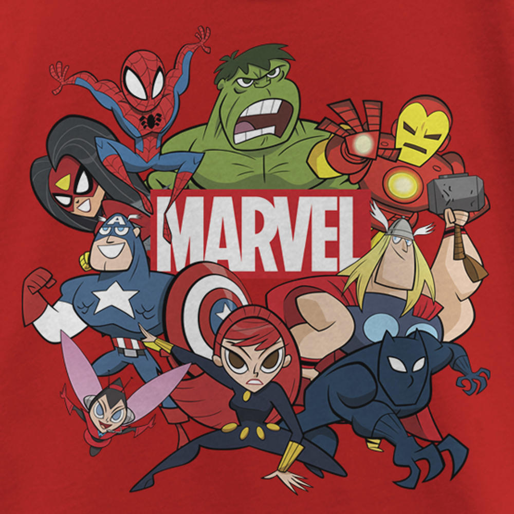 Marvel Girl's Marvel Animated Group Logo Graphic Tee