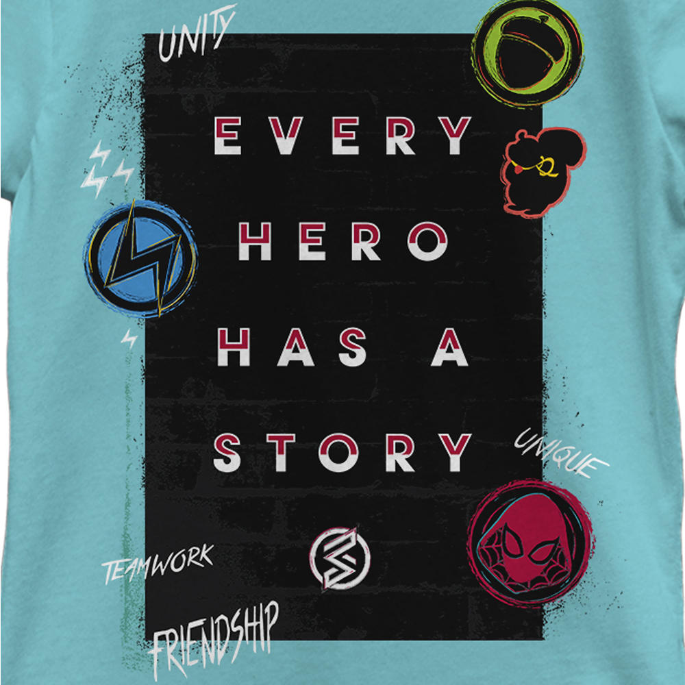 Marvel Girl's Marvel Every Hero Has a Story Logos  Graphic Tee