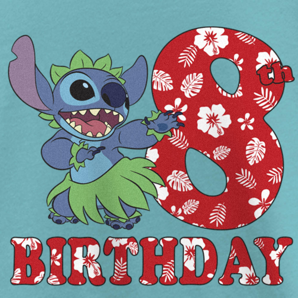 Lilo & Stitch Girl's Lilo & Stitch 8th Birthday Hula Dance  Graphic Tee