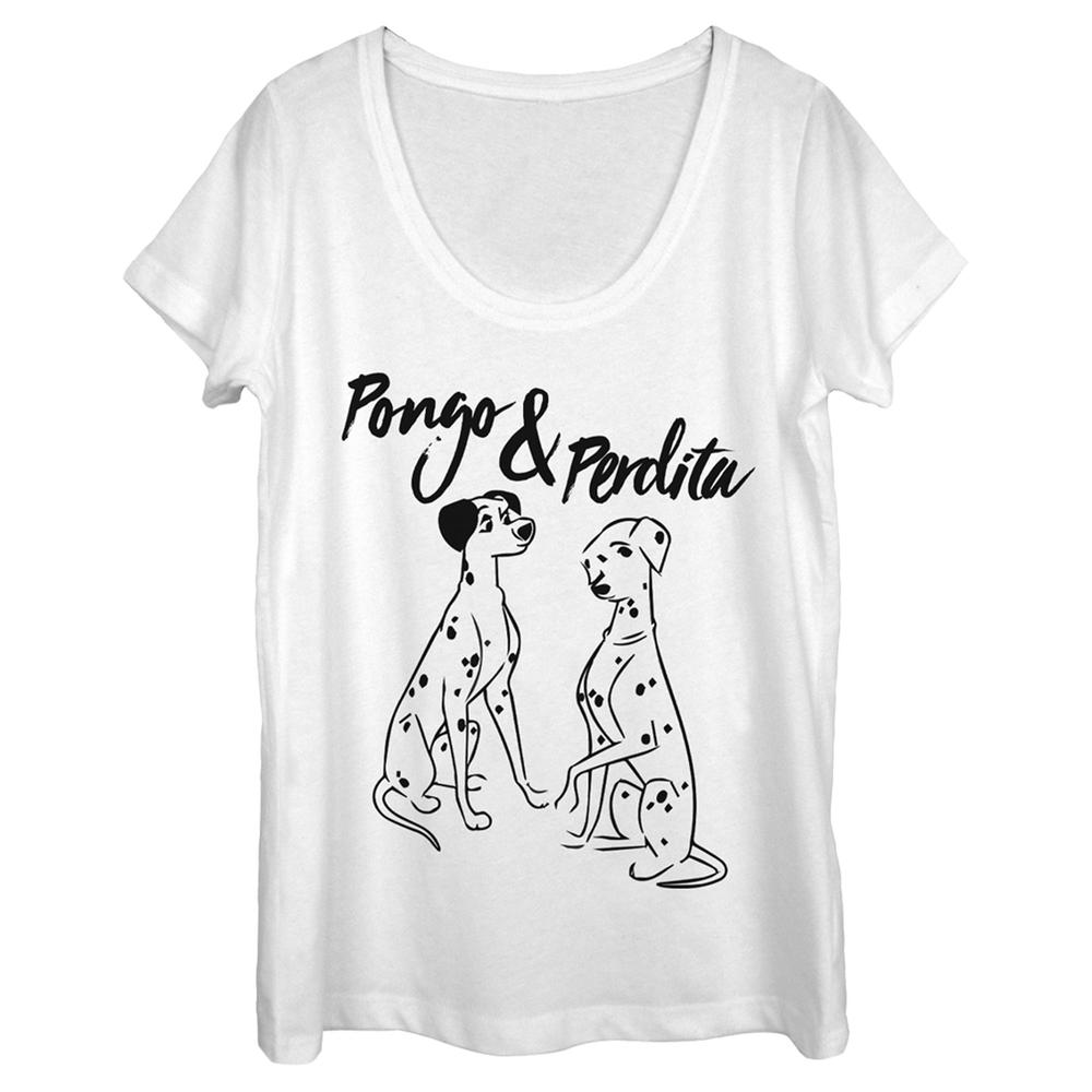 One Hundred and One Dalmatians Women's One Hundred and One Dalmatians Pongo and Perdita  Scoop Neck