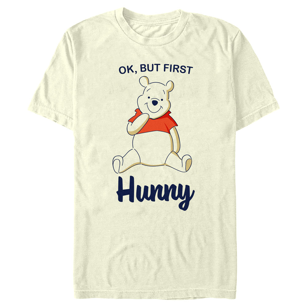 Winnie the Pooh Men's Winnie the Pooh Ok But First Hunny  Graphic T-Shirt
