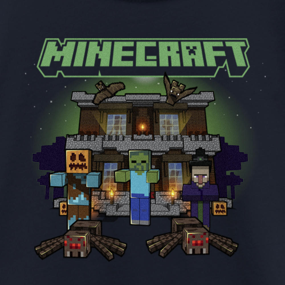 Minecraft Girl's Minecraft Halloween Creeper Haunted House  Graphic T-Shirt
