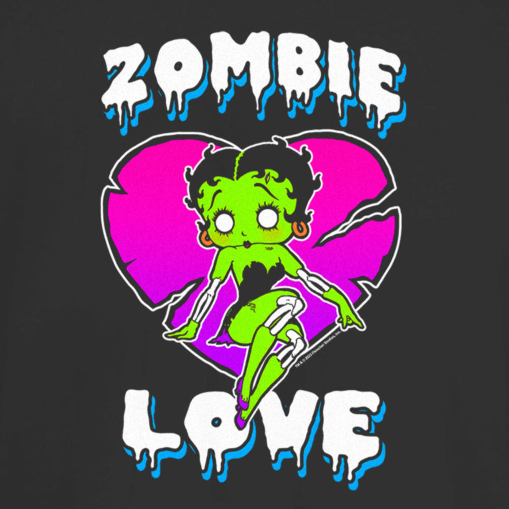 Betty Boop Junior's Betty Boop Halloween Green Zombie Love  Graphic Tee