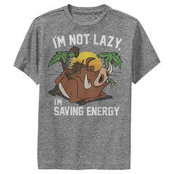 Lion King Boy's Lion King Pumbaa I'm Not Lazy I'm Saving Energy  Performance Graphic T-Shirt