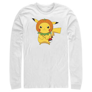 Men's Pokemon Halloween Pumpkin Pikachu Long Sleeve Shirt Men's Pokemon Halloween Pumpkin Pikachu Long Sleeve Shirt