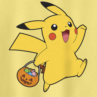 Junior's Pokemon Halloween Trick-or-Treating Pikachu Racerback Tank Top Junior's Pokemon Halloween Trick-or-Treating Pikachu Racerback Tank Top