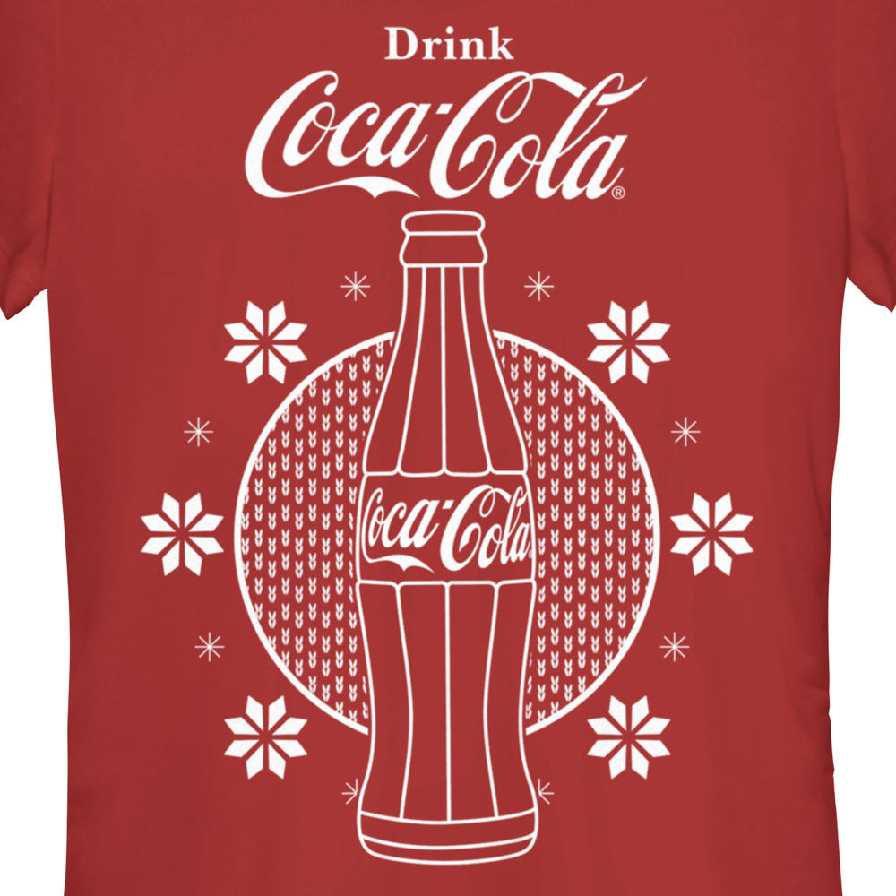 Coca-Cola Junior's Coca Cola Christmas Snowflakes Bottle  Graphic T-Shirt