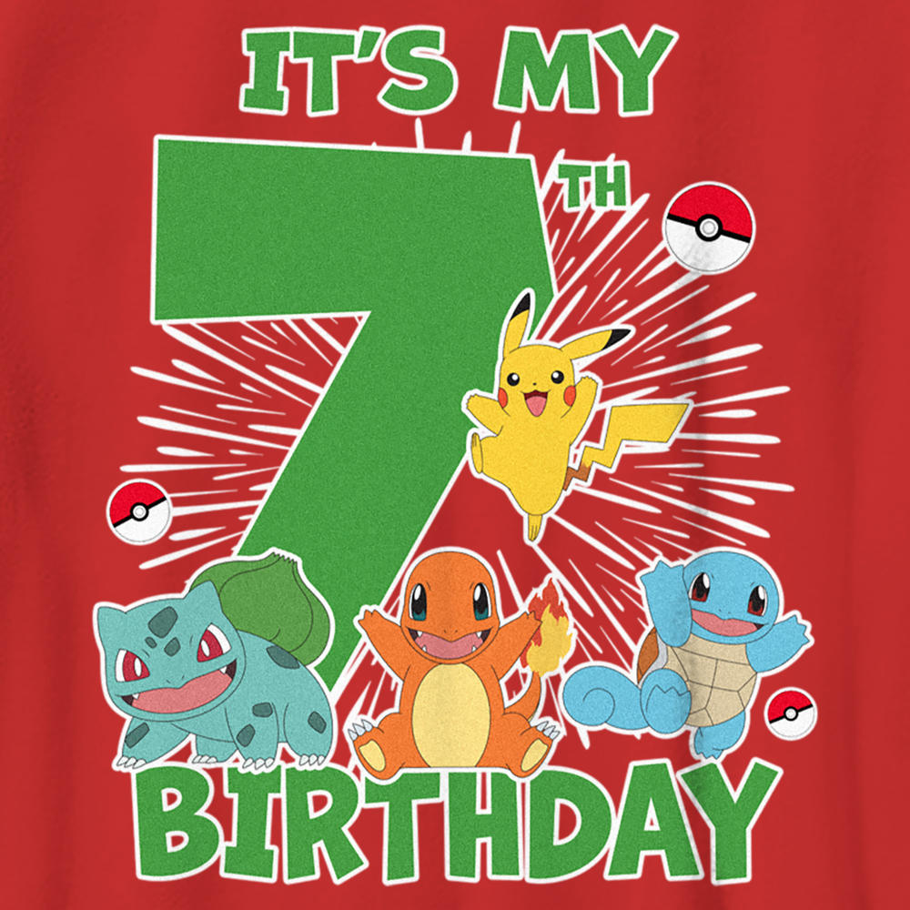 Pokemon Boy's Pokemon It's My 7th Birthday Starters  Graphic T-Shirt