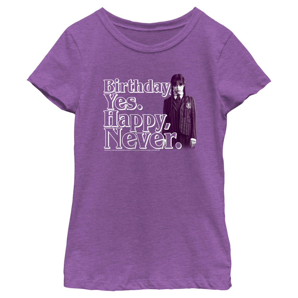 Wednesday Girl's Wednesday Birthday Yes, Happy Never  Graphic T-Shirt