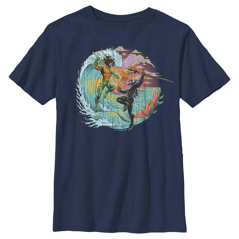 Aquaman and the Lost Kingdom Boy's Aquaman and the Lost Kingdom Black Manta and Aquaman  Graphic T-Shirt