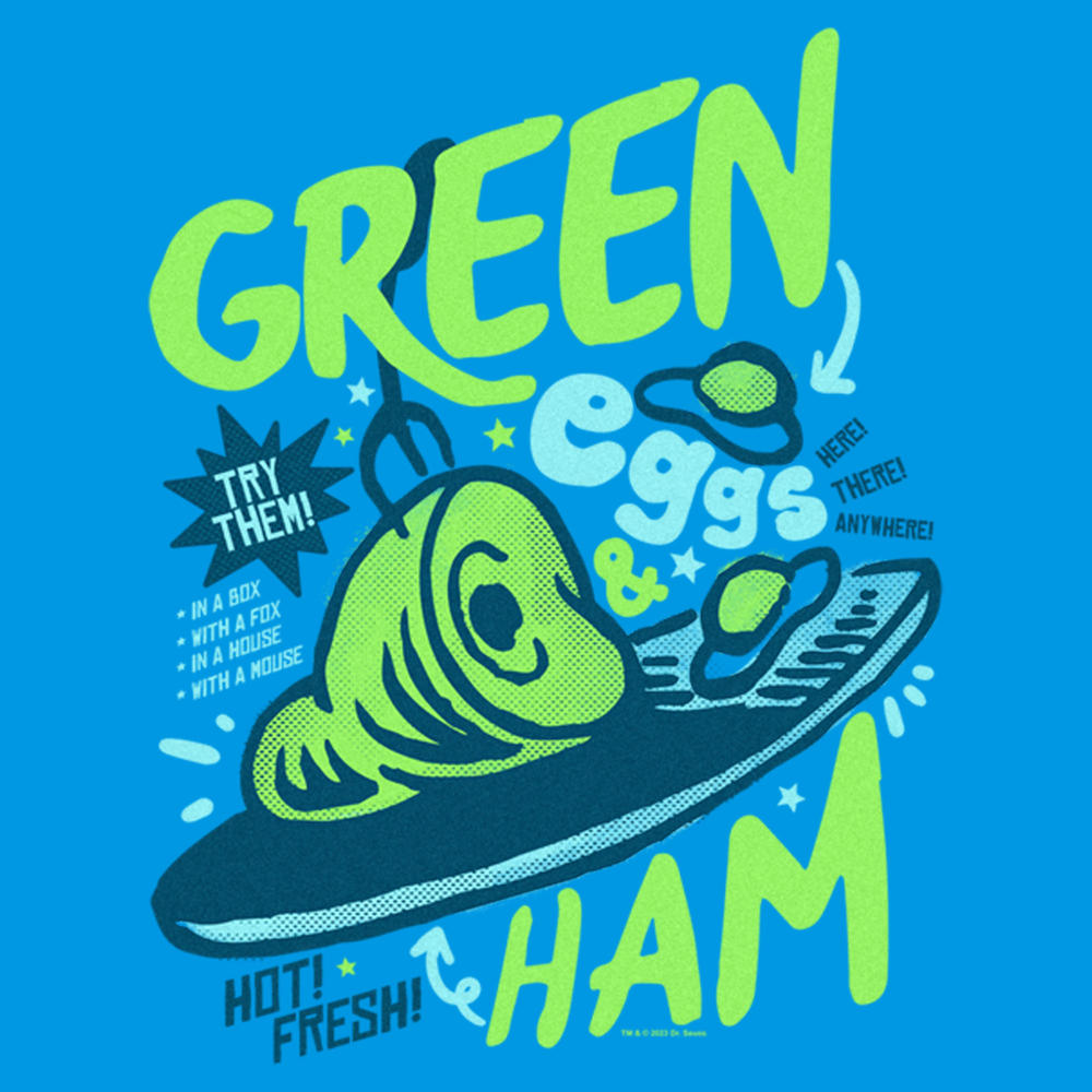 Dr. Seuss Men's Dr. Seuss Green Eggs & Ham Poster  Graphic T-Shirt