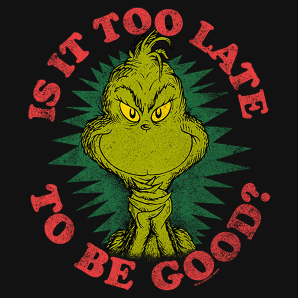 Dr. Seuss Girl's Dr. Seuss Christmas The Grinch Is it too Late  Graphic Tee