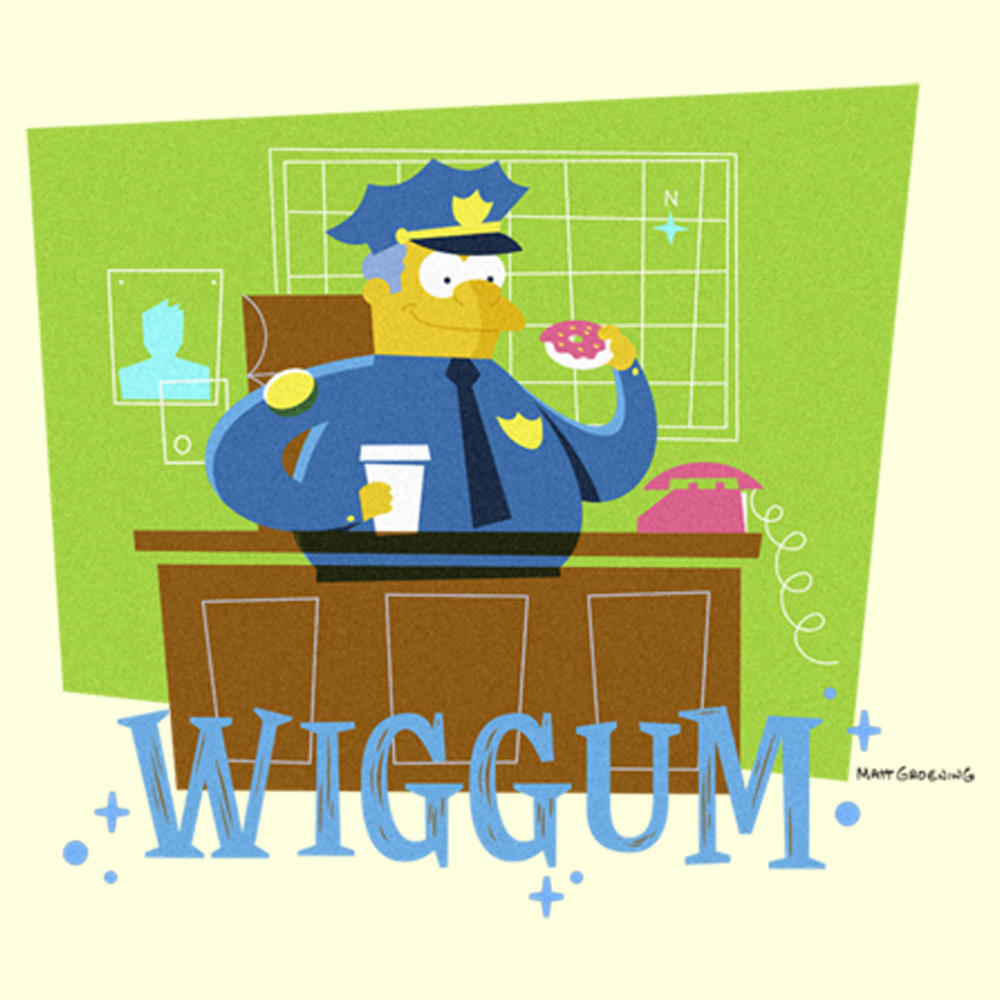 the Simpsons Men's The Simpsons Officer Wiggum's Office  Graphic Tee