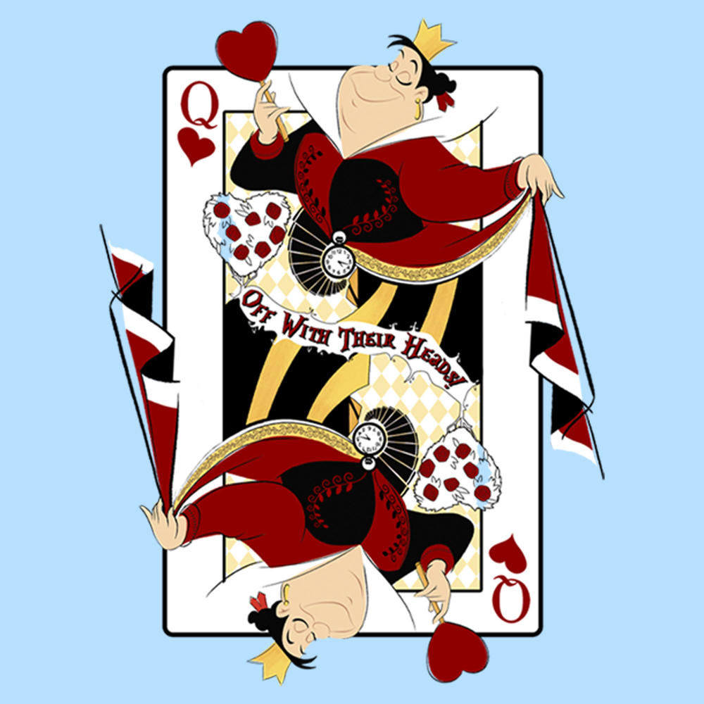 Alice in Wonderland Men's Alice in Wonderland Queen of Hearts Playing Card  Graphic T-Shirt