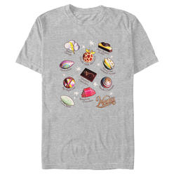 Wonka Men's Wonka Candies and Chocolates Chart  Graphic T-Shirt