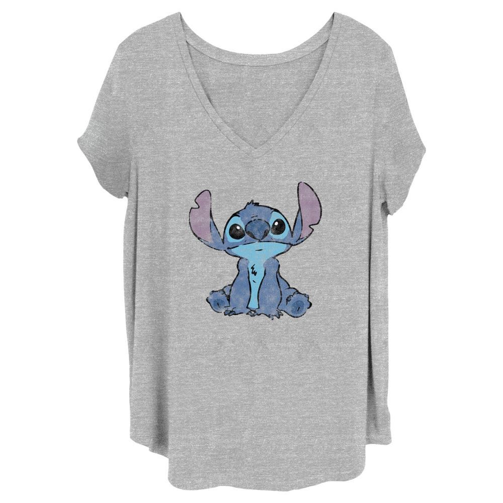 Lilo & Stitch Junior's Lilo & Stitch Watercolor Stitch  Graphic T-Shirt