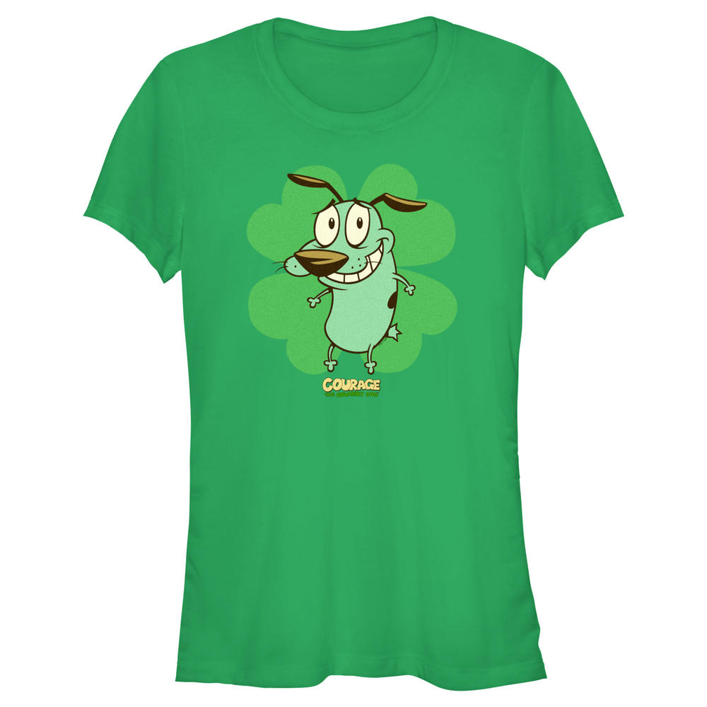 Courage the Cowardly Dog Junior's Courage the Cowardly Dog St. Patrick’s Day Clover  Graphic T-Shirt