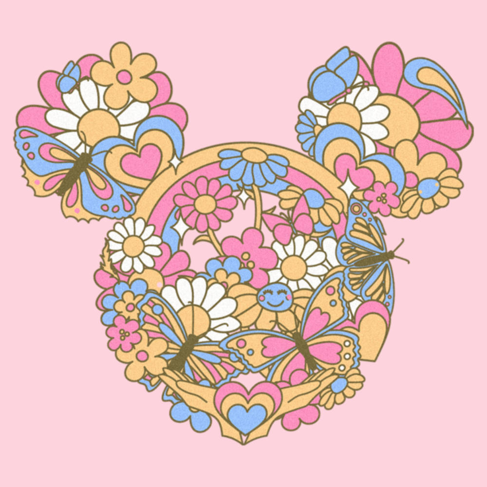 Mickey & Friends Junior's Mickey & Friends Flowers and Butterflies Ears  Graphic T-Shirt
