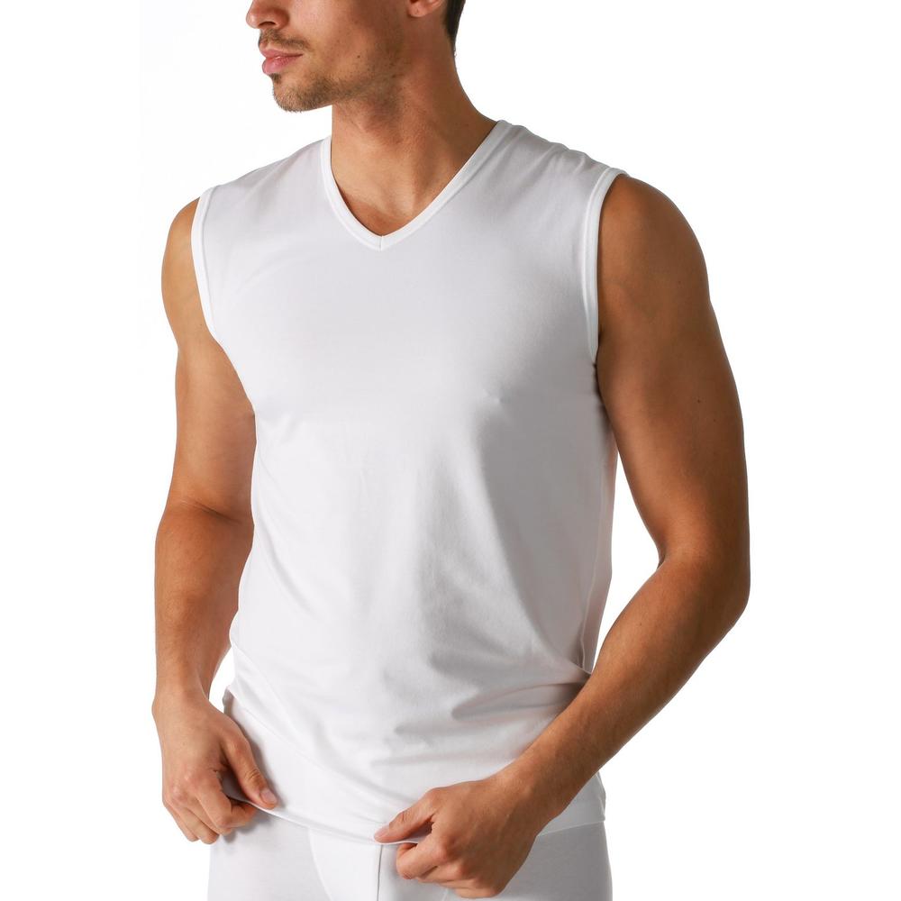 Mey 46037 Men's White Dry Cotton V-Neck Tank Vest Top