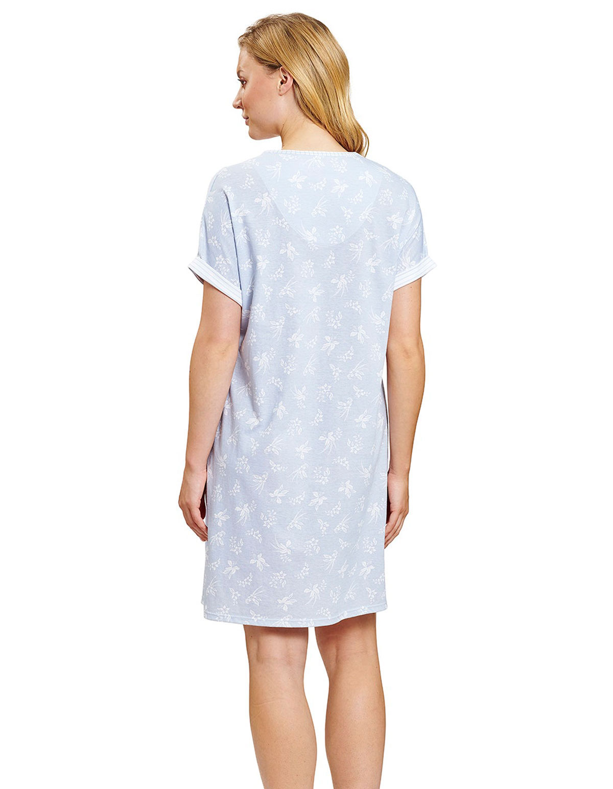 Rsch 1203038 16402 Smart Casual Blue Mono Flowers Floral Nightdress