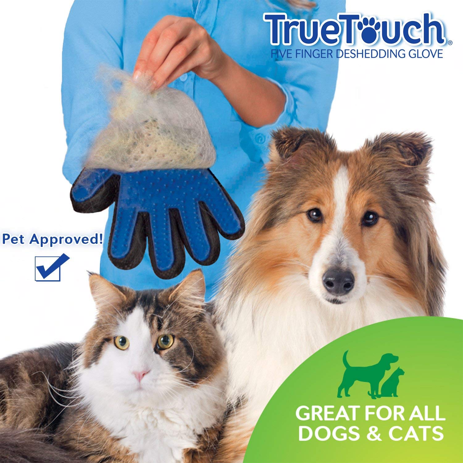 True touch TU011124 Five Finger Deshedding Glove, As Seen On TV