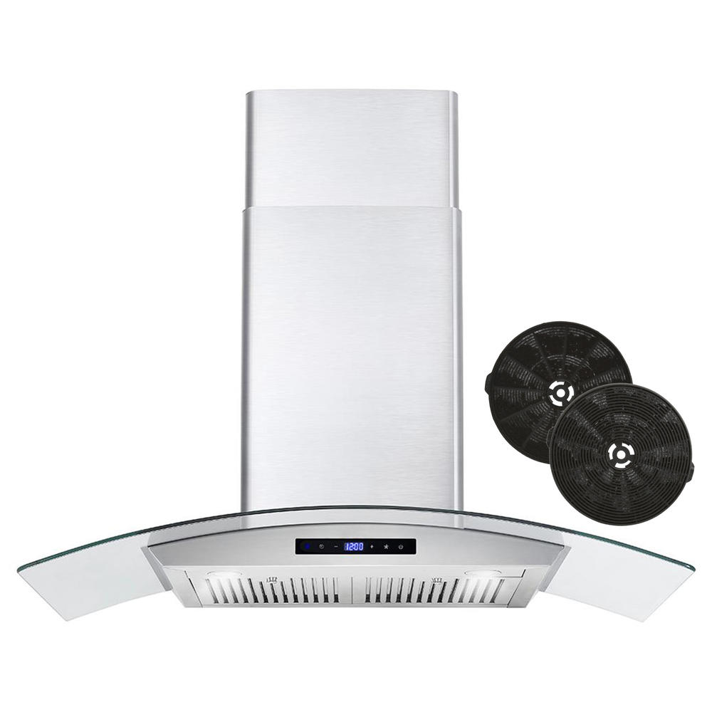 Cosmo 36 in. 380 CFM Ductless Wall Mount Range Hood in Stainless Steel with Touch Controls, LED Lighting and Permanent Filters