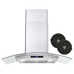 Cosmo Appliances Cosmo 36 in. 380 CFM Ductless Wall Mount Range Hood in Stainless Steel with Touch Controls, LED Lighting and Permanent Filters