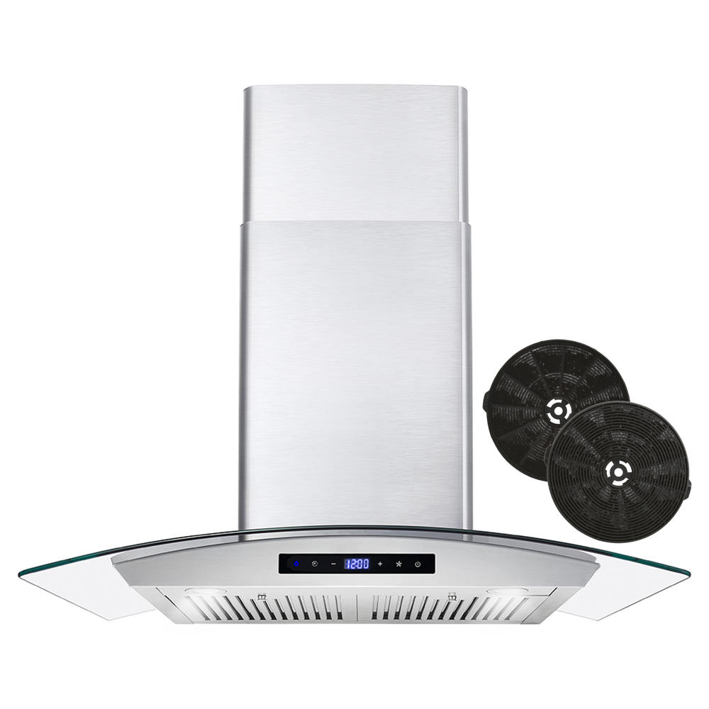 Cosmo 30 in. 380 CFM Ductless Wall Mount Range Hood in Stainless Steel with Touch Controls, LED Lighting and Permanent Filters