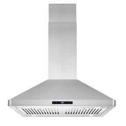 Cosmo Appliances Cosmo 30-in Ducted Stainless Steel Island Range Hood with LED Lighting and LCD Touch Panel