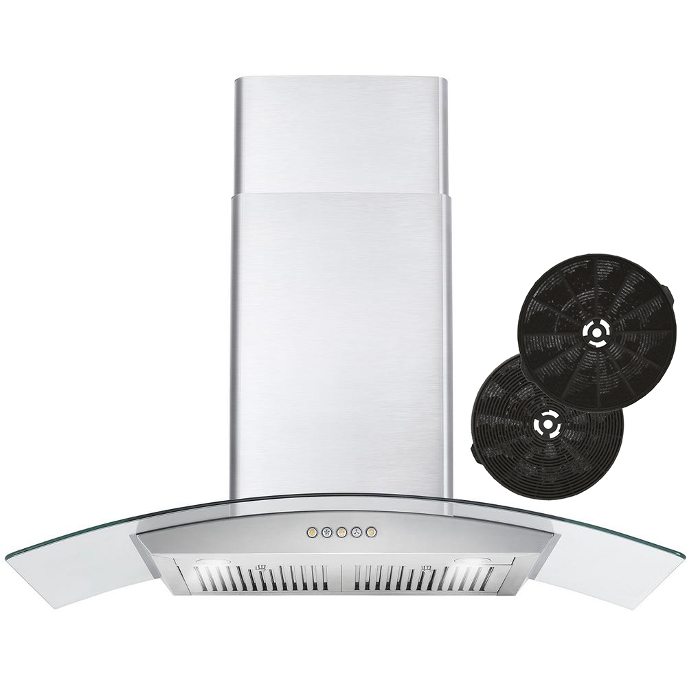 Cosmo 36 in. Ductless Wall Mount Range Hood in Stainless Steel with Push Button Controls, LED Lighting and Carbon Filter Kit