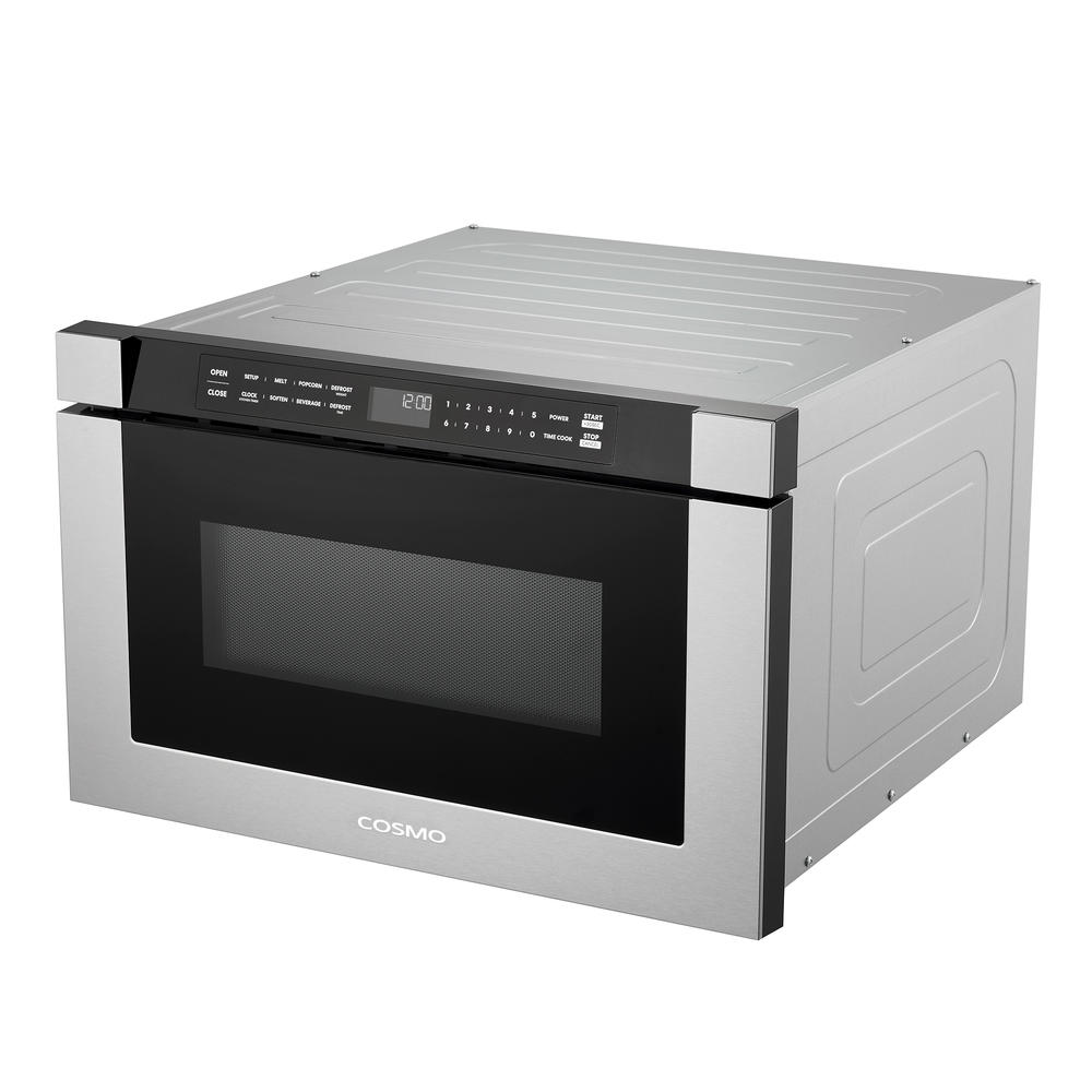 Cosmo Appliances 24 in. Built-in Microwave Drawer with Automatic Presets, Touch Controls, Defrosting Rack and 1.2 cu. ft. Capacity in Stainless S