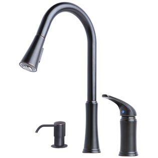 Laguna Brass 1171TB Single Handle Pull-Down Kitchen Faucet With Soap Dispenser Oil Rubbed Bronze Finish