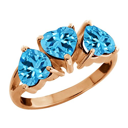 Elizabeth Jewelry Inc 3 Ct Blue Topaz Heart Ring 14Kt Rose Gold Plated