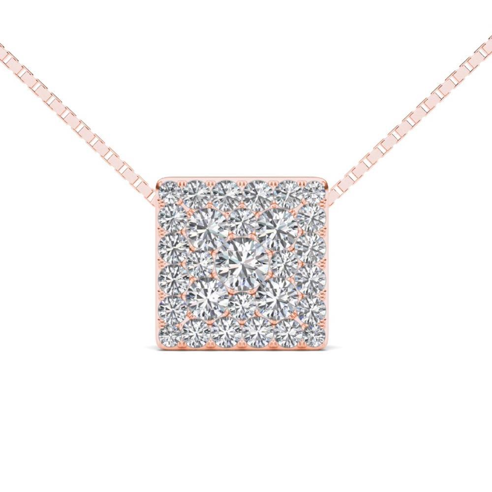 Elizabeth Jewelry 10Kt Rose Gold 0.50 Ct Diamond Square Pendant