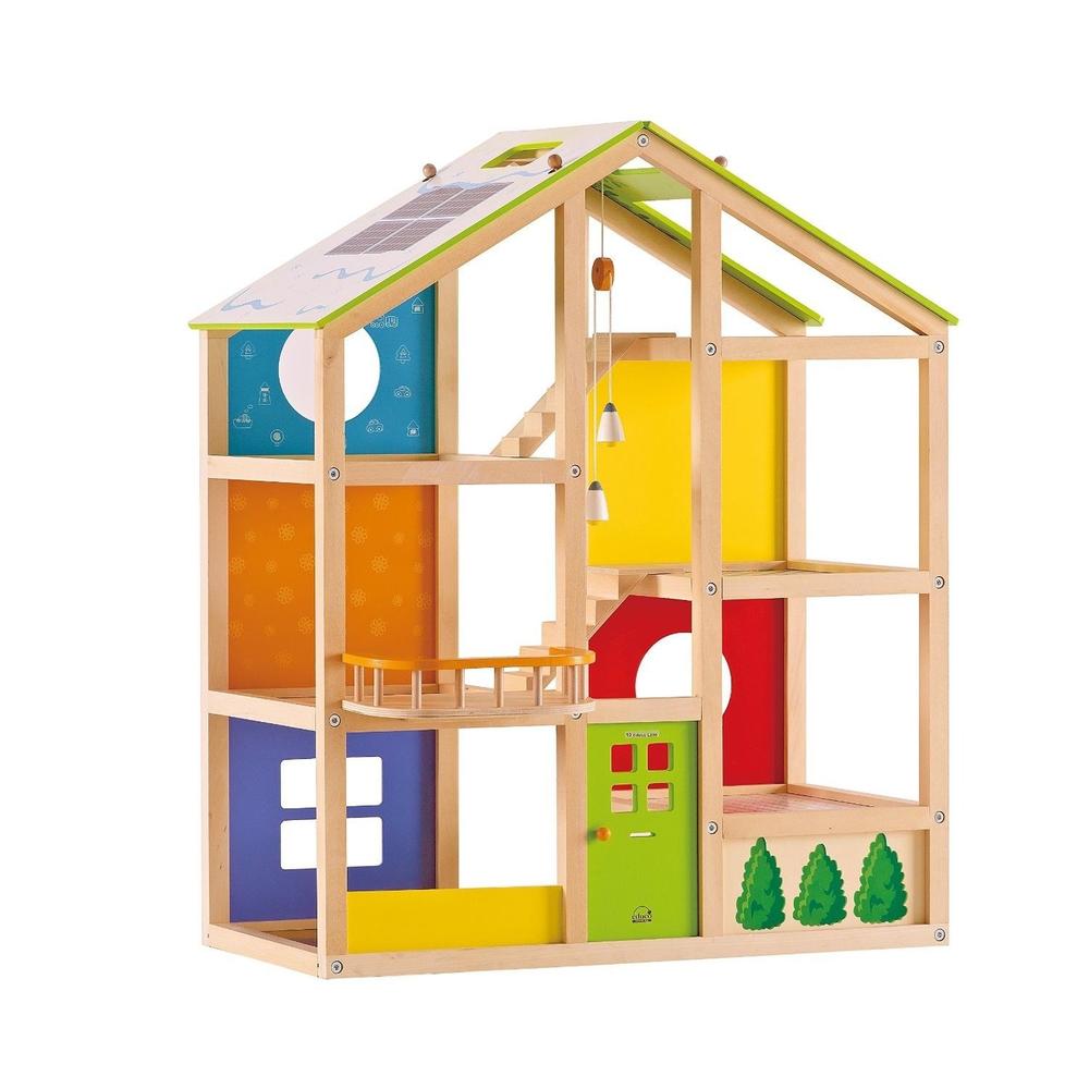 Hape - All Season Doll House - Furnished Playset Includes Four Room Sets
