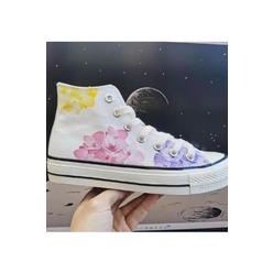 KettyMore Women Beautiful Flower Printed Easy High Top Lace Up Canvas Shoes