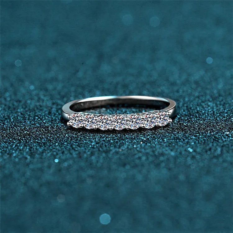 Kim Thomas Silver 925 Sparkling 10 Heart&Arrow Stone Ring Brilliant Round White Moissanite Wedding Ring Gift Jewelry
