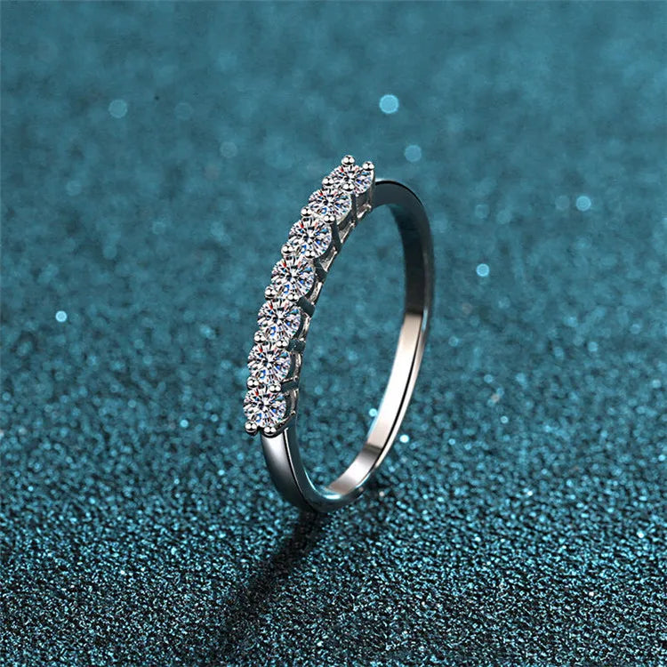 Kim Thomas Silver 925 Sparkling 10 Heart&Arrow Stone Ring Brilliant Round White Moissanite Wedding Ring Gift Jewelry