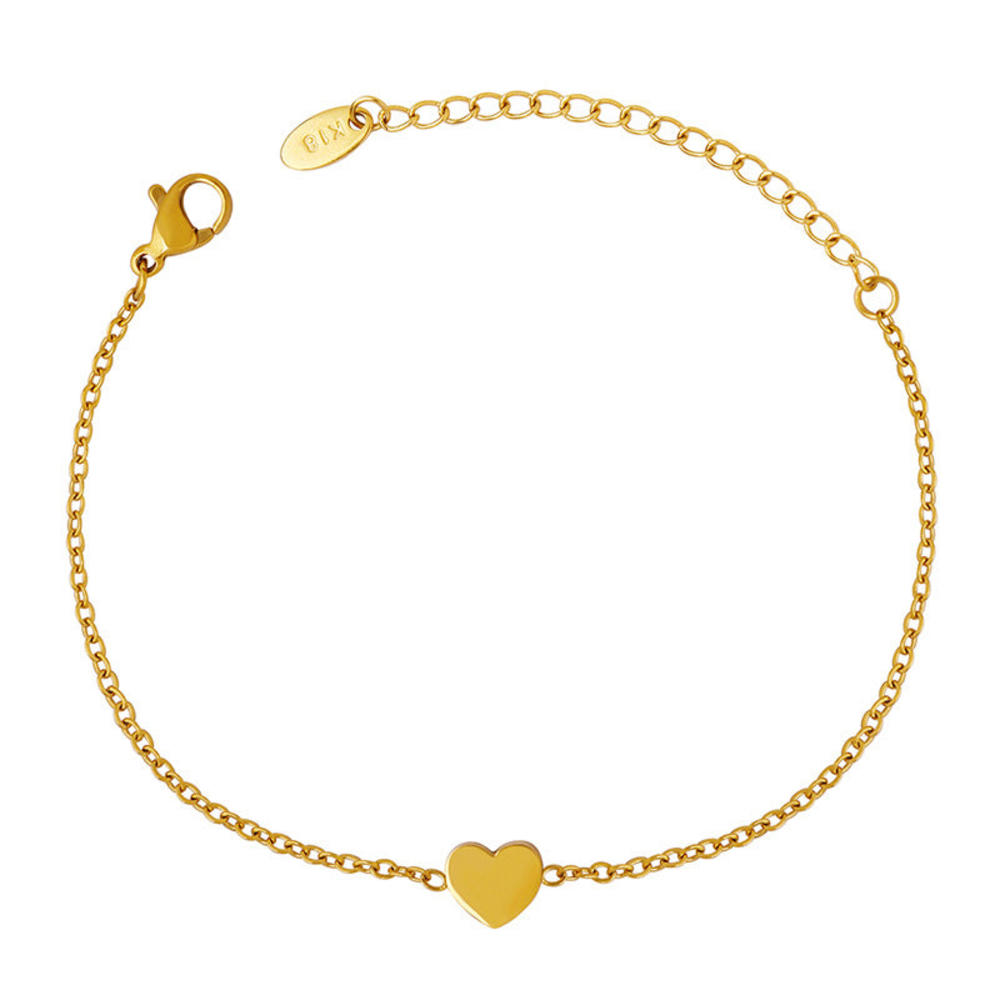 Kim Thomas 18K Gold Plated Stainless Steel Dainty Small Round Coin Disc Initial Bracelet For Birthday Gift