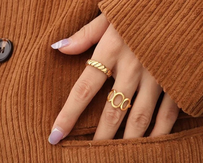 Kim Thomas Fashion Stainless Steel Rings for Women French Luxury Design Gold Color Geometric Plain Ring Jewelry Gift