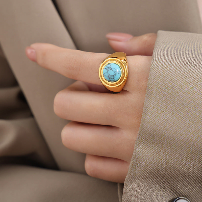 Selected Color is Gold blue turquoise ring