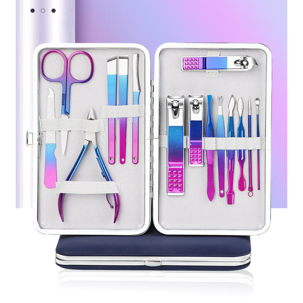 Kim Thomas Ready stock nail clipper set colorful gradient stainless steel nail clippers manicure manicure tools nail scissors set complete