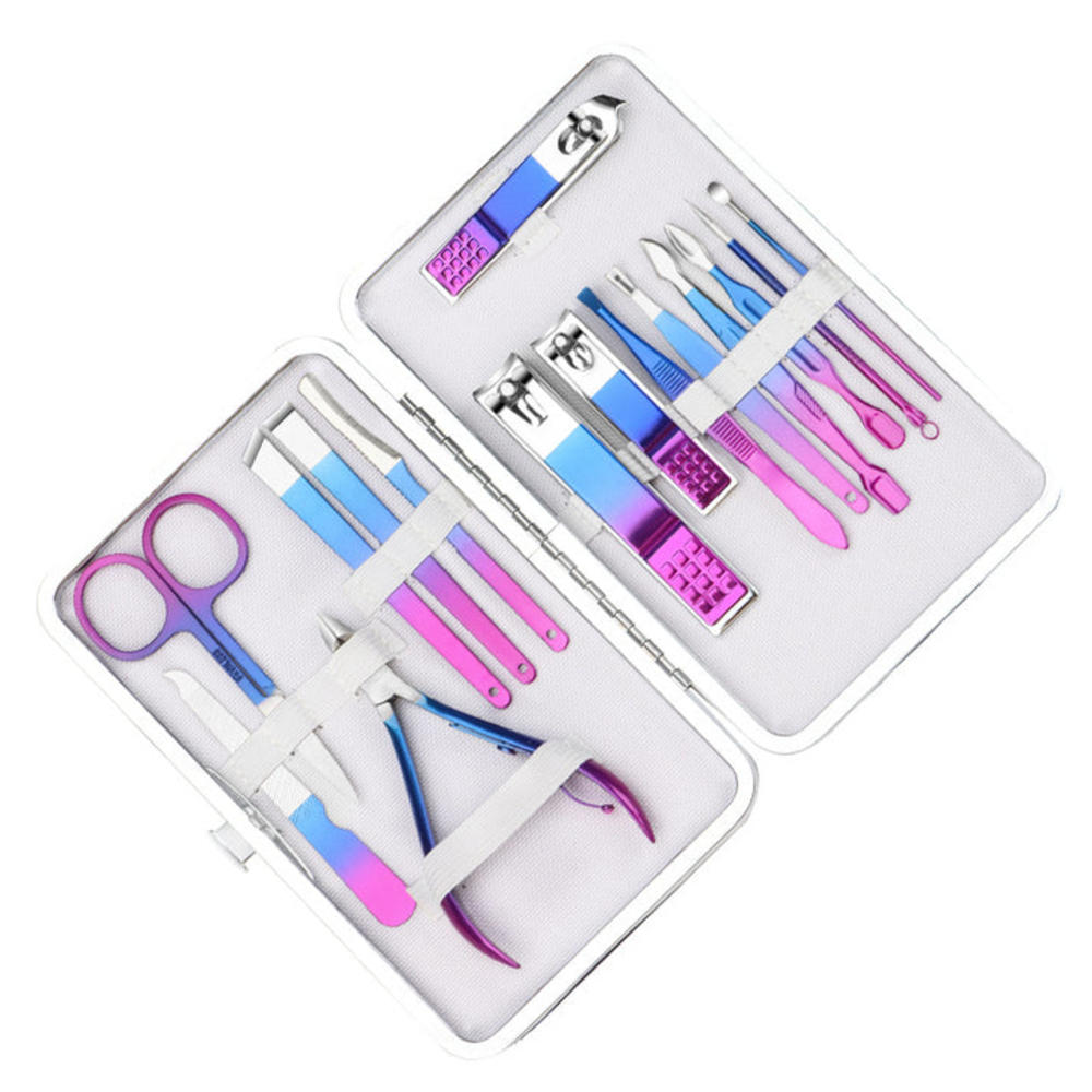 Kim Thomas Ready stock nail clipper set colorful gradient stainless steel nail clippers manicure manicure tools nail scissors set complete