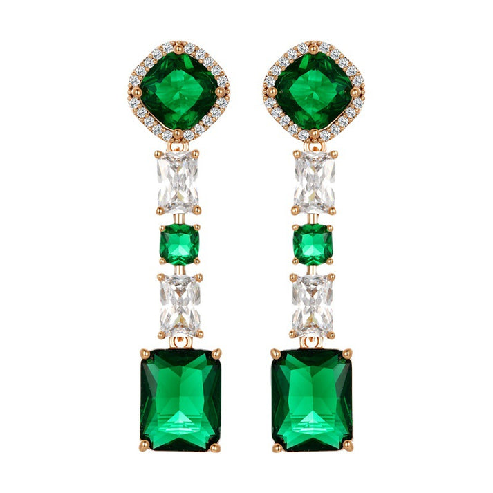 Kim Thomas American Fashion New Earrings Simple Geometric Light Luxury Emerald Earrings for Women