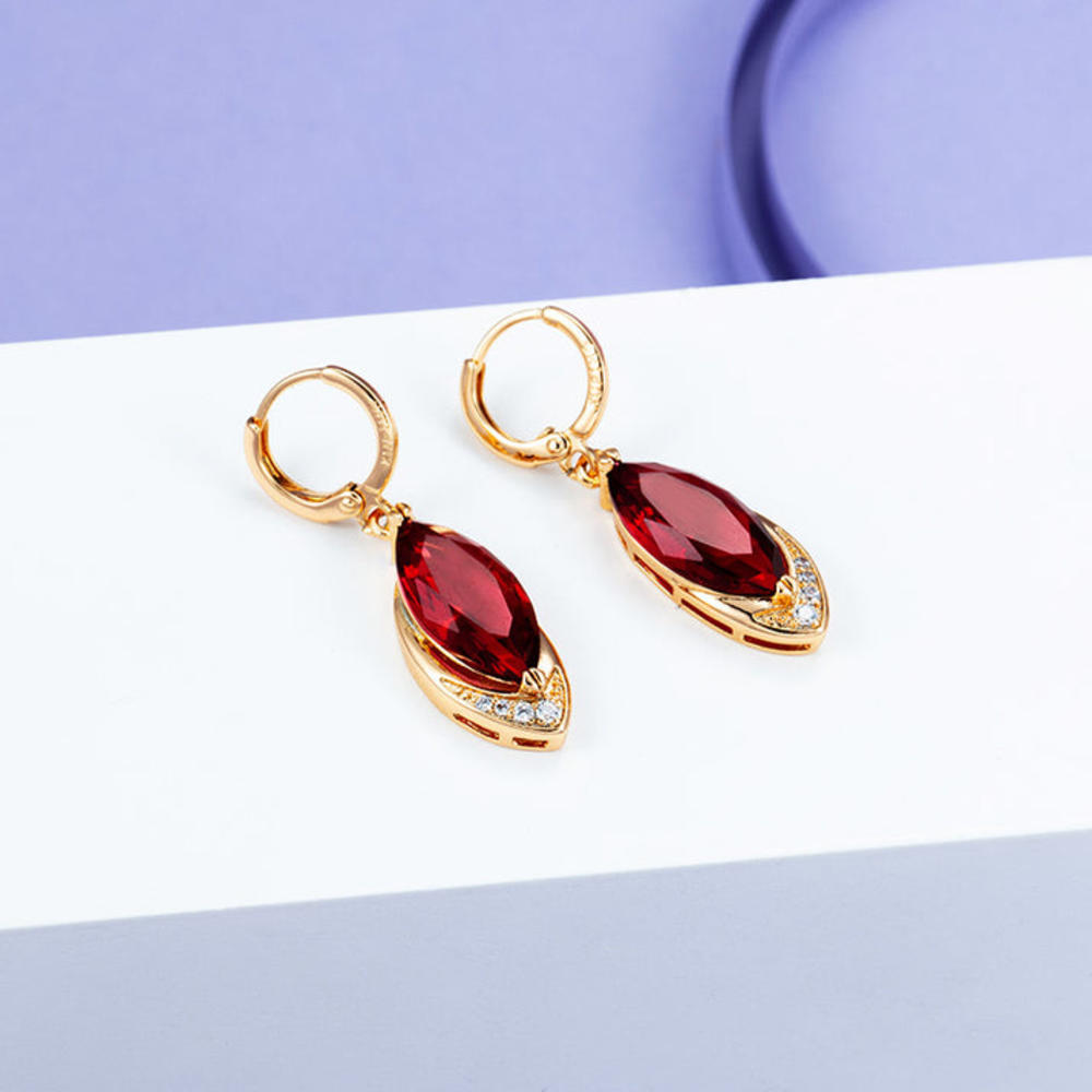 Kim Thomas Jewelry artificial gemstone red earrings retro European and American cross-border fashion gold earrings