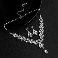 Kim Thomas Wedding jewelry two-piece set rhinestone earrings necklace ins niche design wedding jewelry luxury bridal set chain